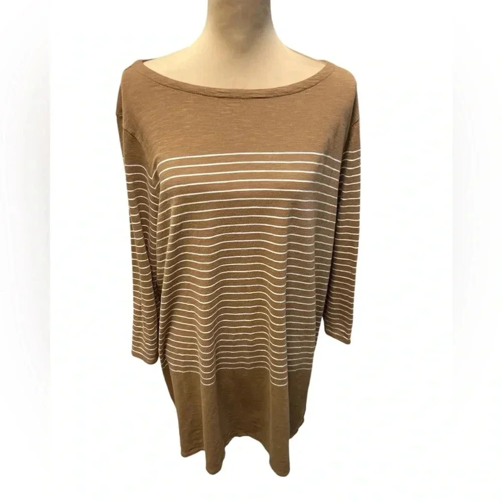 J. Jill Soft Striped Brown Sweater XL